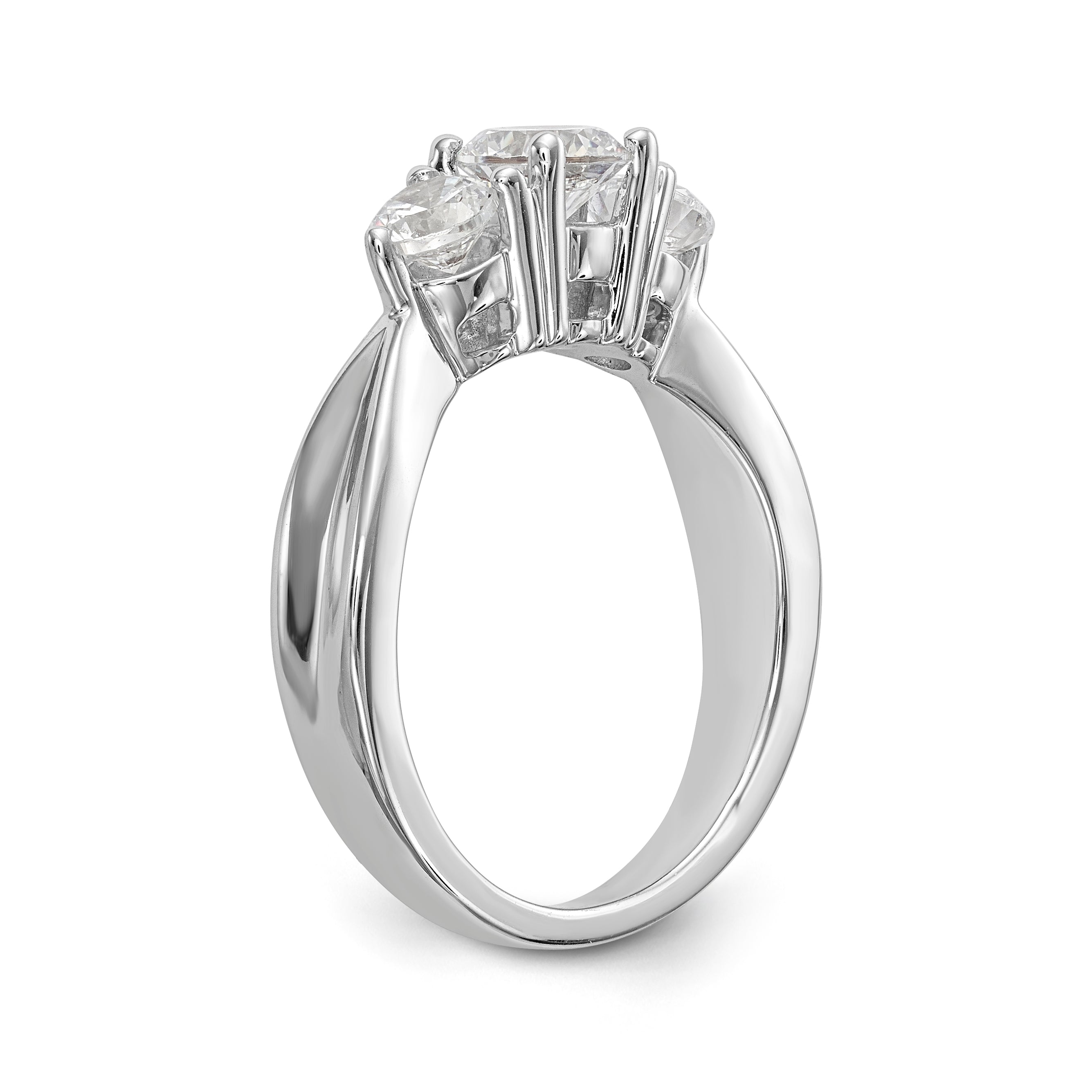 14K White Gold 3 Stone Simulated Diamond Engagement Ring
