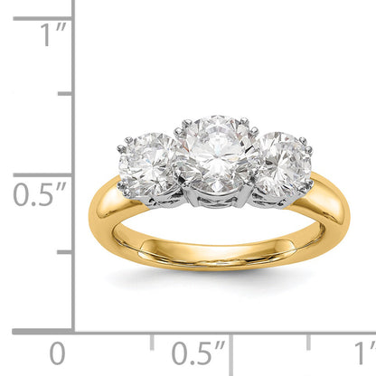 14K Two tone 3 Stone Simulated Diamond Engagement Ring