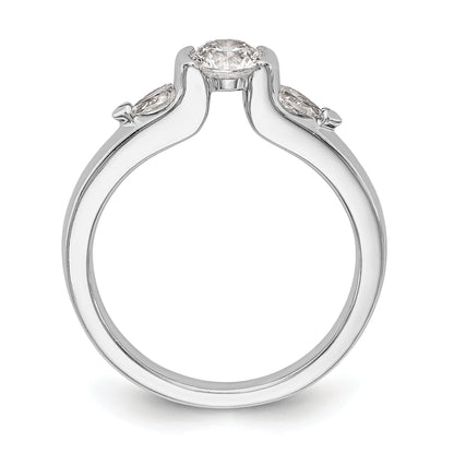 14K White Gold 3 Stone Bezel Simulated Diamond Engagement Ring