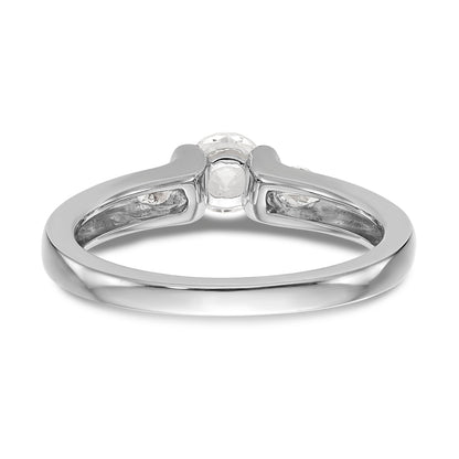 14K White Gold 3 Stone Bezel Simulated Diamond Engagement Ring
