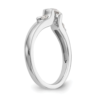 14K White Gold 3 Stone Bezel Simulated Diamond Engagement Ring