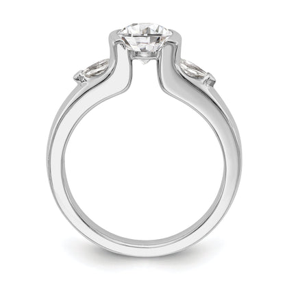 14K White Gold 3 Stone Bezel Simulated Diamond Engagement Ring