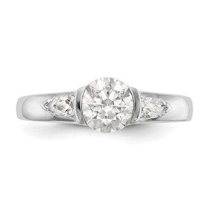 14K White Gold 3 Stone Bezel Simulated Diamond Engagement Ring
