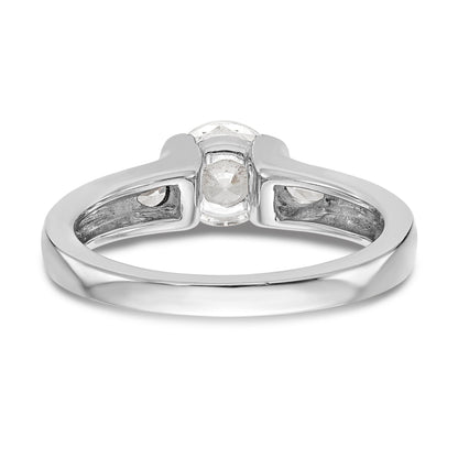14K White Gold 3 Stone Bezel Simulated Diamond Engagement Ring