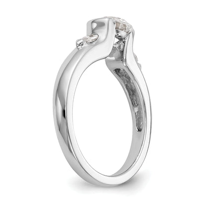 14K White Gold 3 Stone Bezel Simulated Diamond Engagement Ring