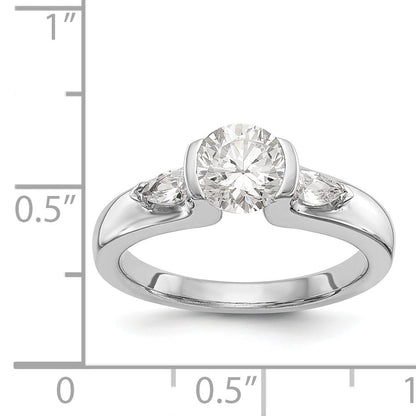 14K White Gold 3 Stone Bezel Simulated Diamond Engagement Ring