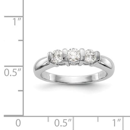 14K White Gold 3 Stone Diamond Engagement Ring