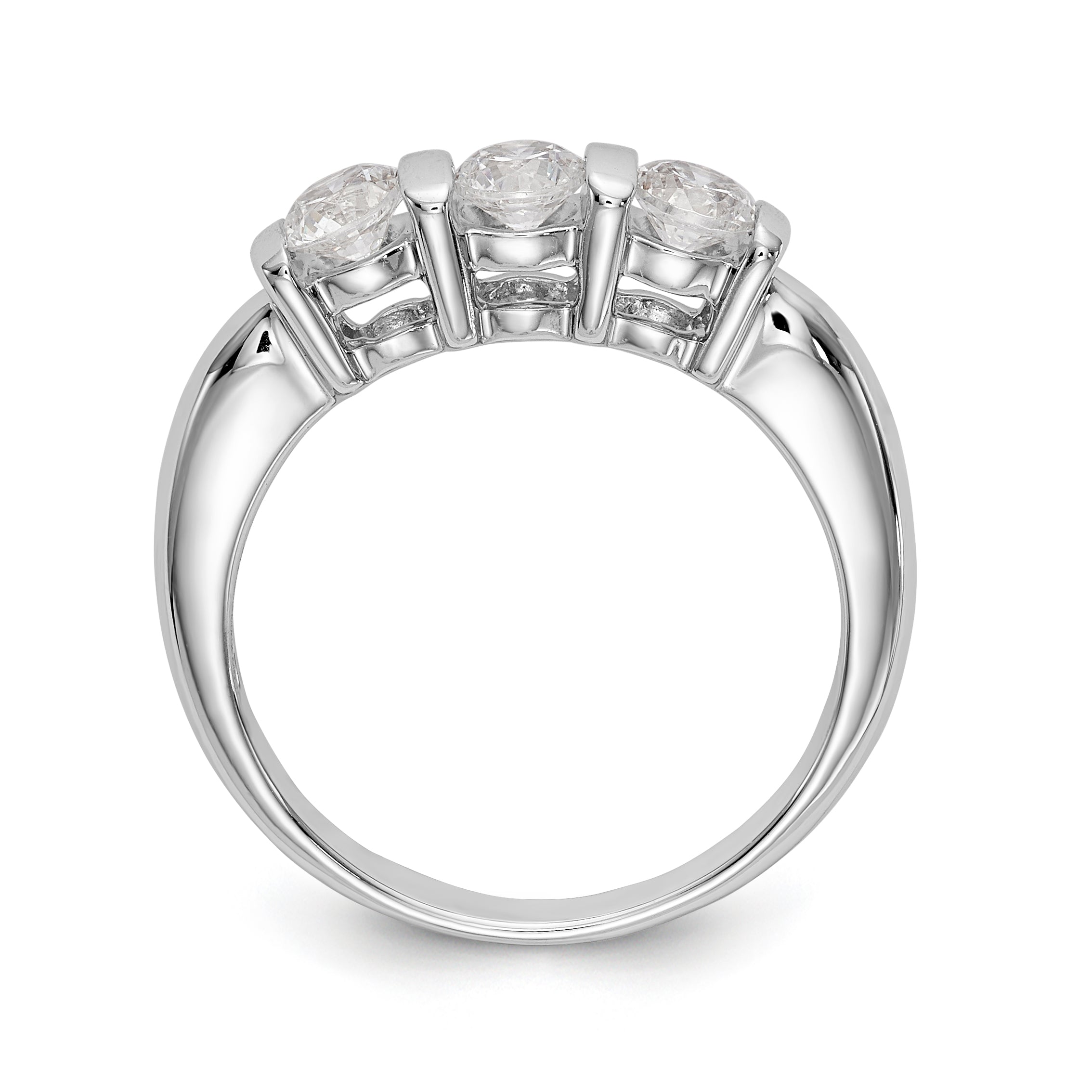 14K White Gold 3 Stone Diamond Engagement Ring