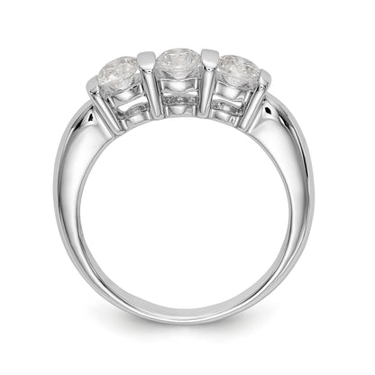 14K White Gold 3 Stone Diamond Engagement Ring