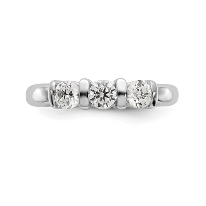 14K White Gold 3 Stone Diamond Engagement Ring