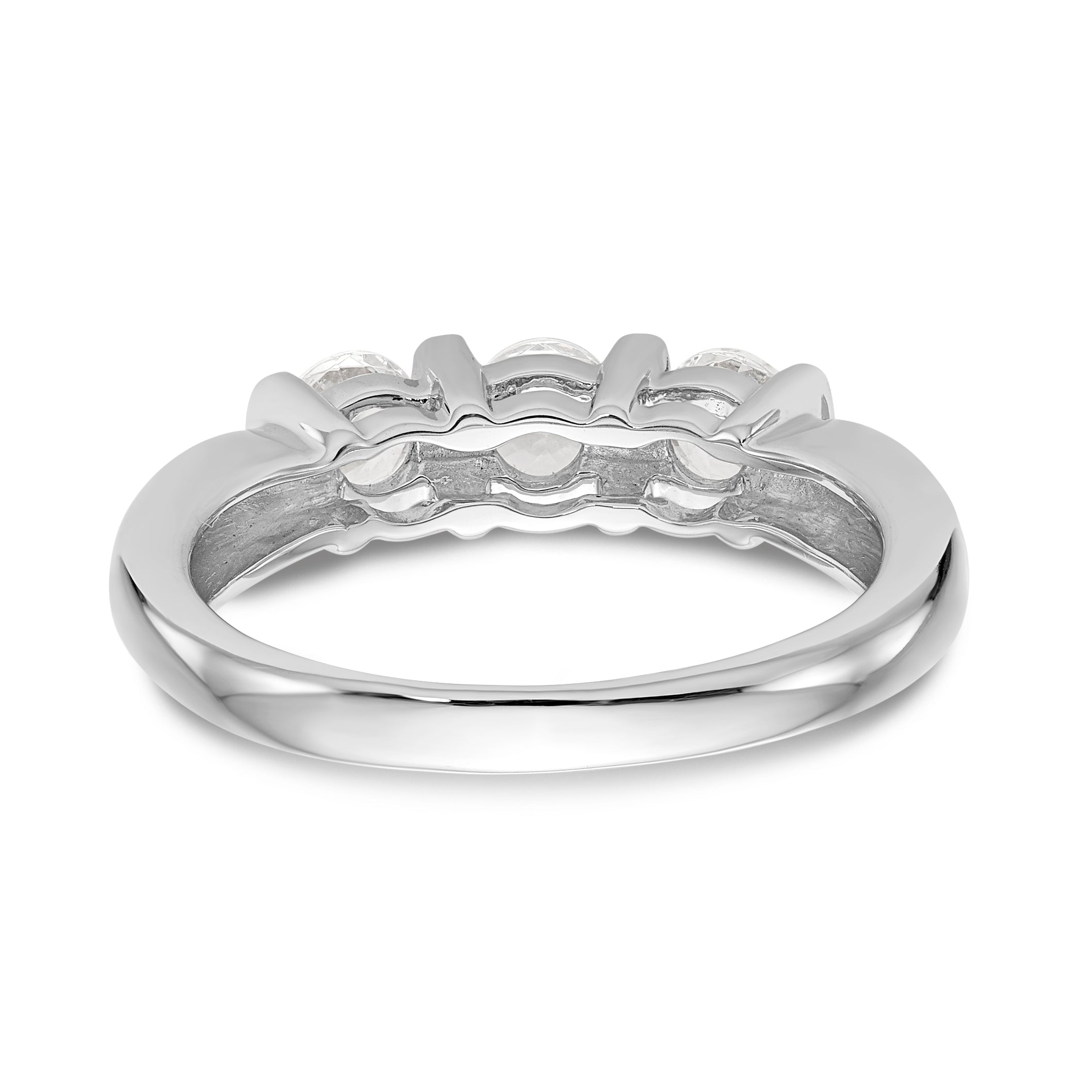 14K White Gold 3 Stone Diamond Engagement Ring