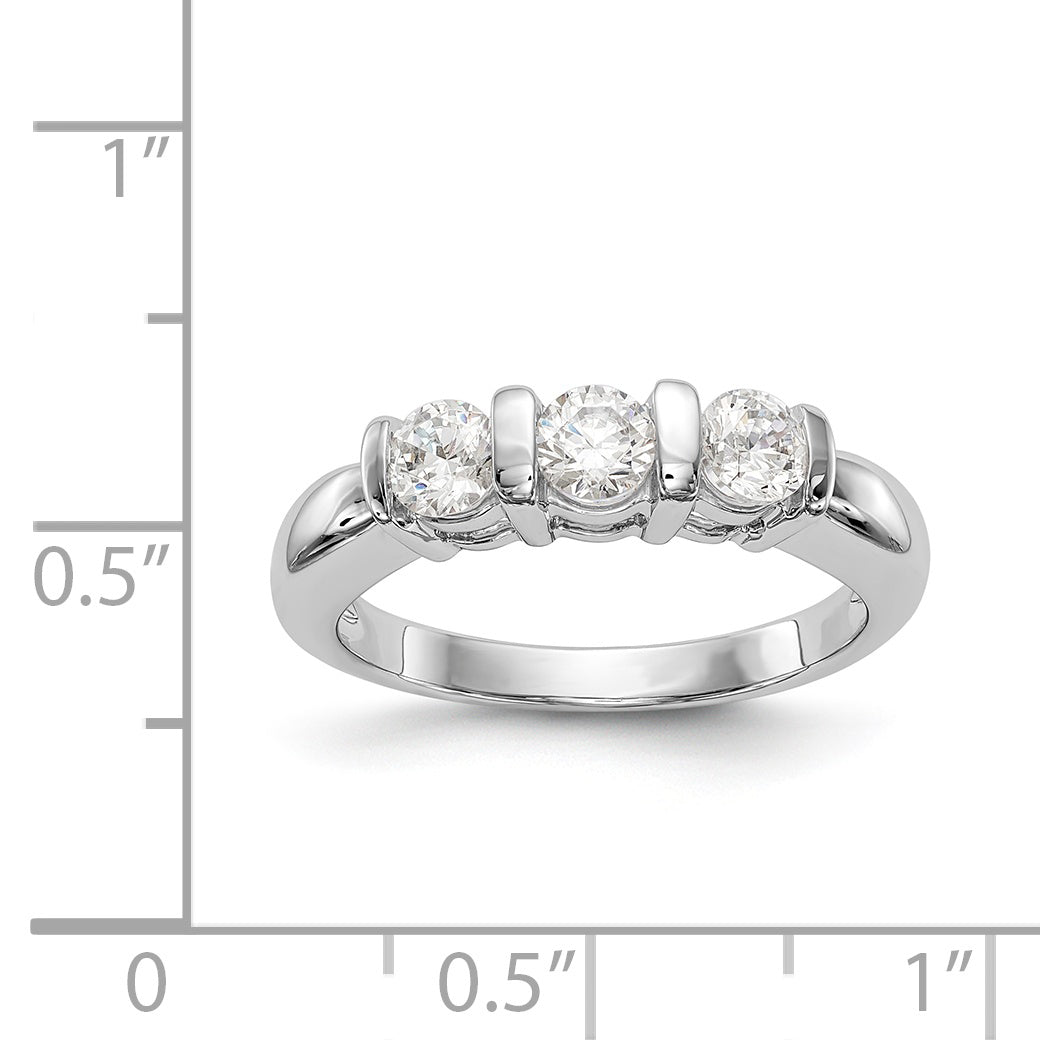 14K White Gold 3 Stone Diamond Engagement Ring