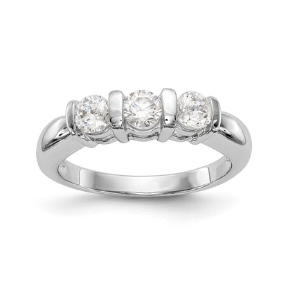 14K White Gold 3 Stone Diamond Engagement Ring