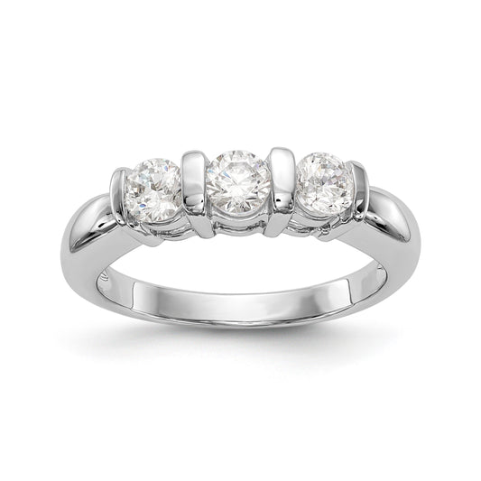 14K White Gold 3 Stone Diamond Engagement Ring
