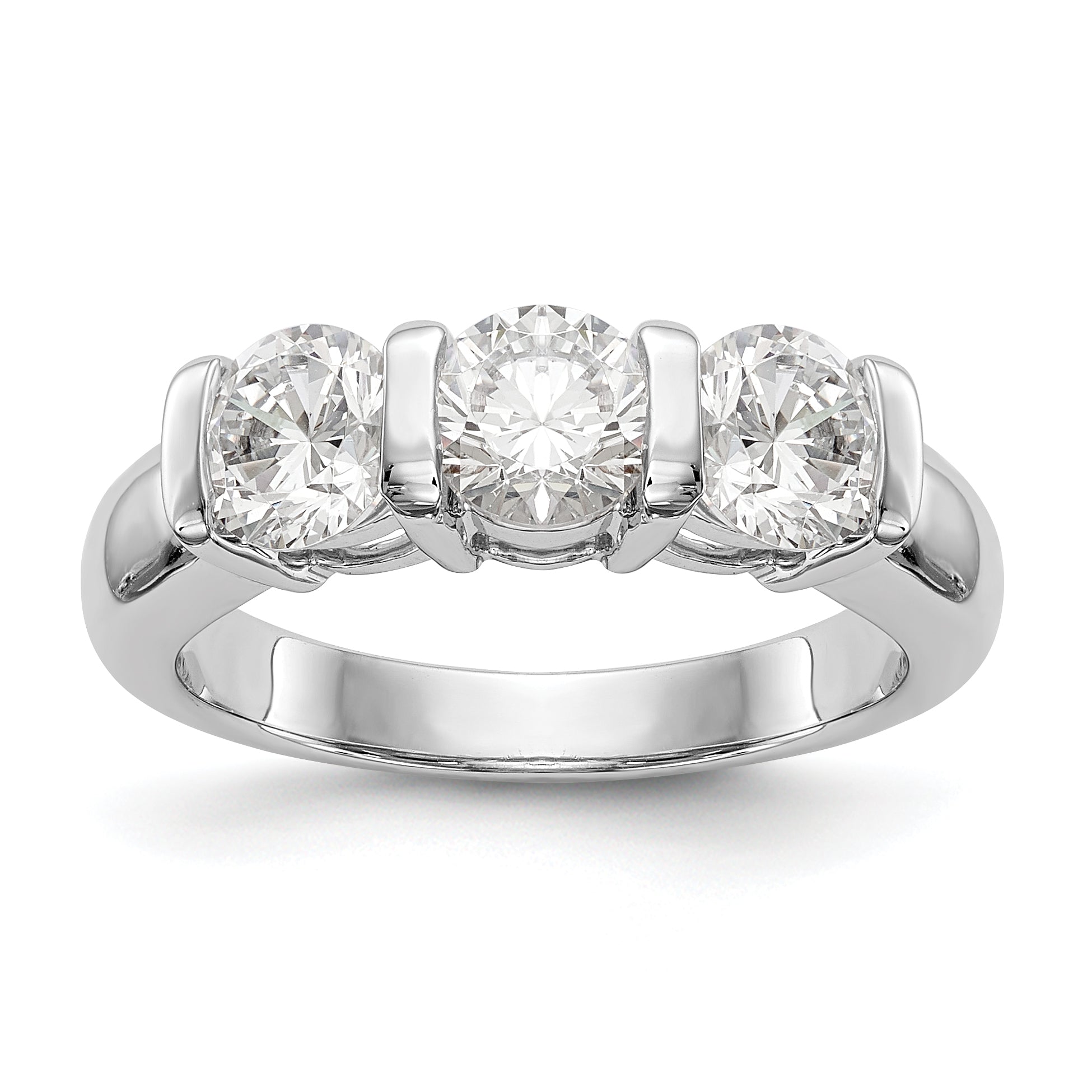 14K White Gold 3 Stone Diamond Engagement Ring