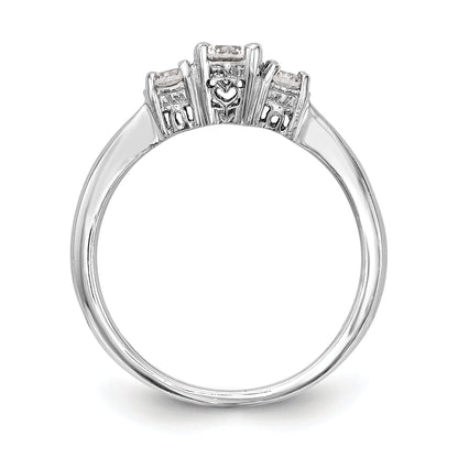14K White Gold 3 Stone Simulated Diamond Engagement Ring