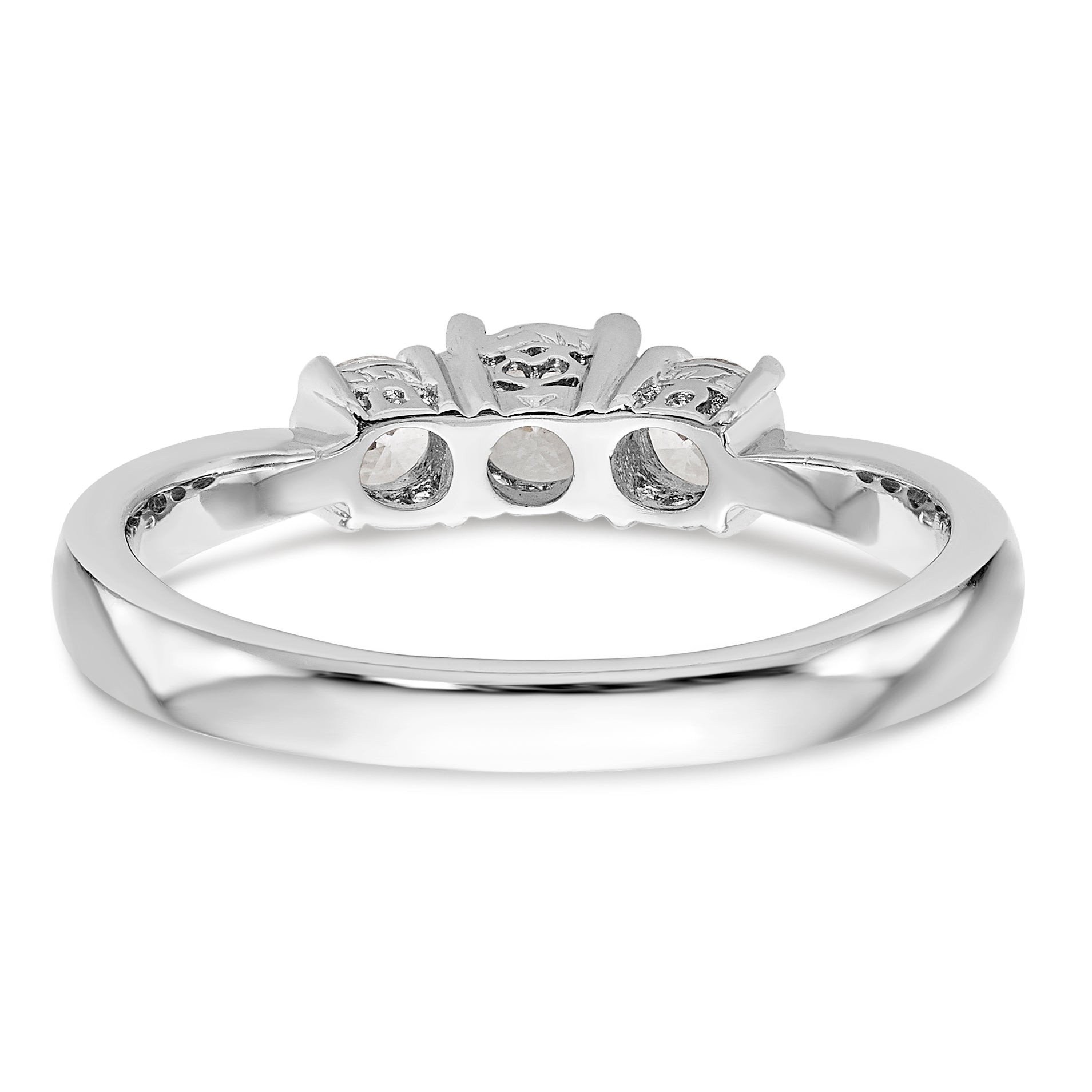 14K White Gold 3 Stone Simulated Diamond Engagement Ring