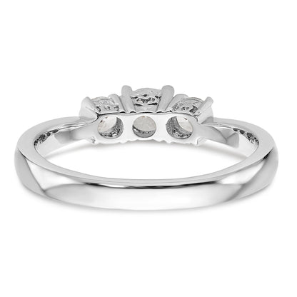 14K White Gold 3 Stone Simulated Diamond Engagement Ring