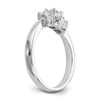 14K White Gold 3 Stone Simulated Diamond Engagement Ring