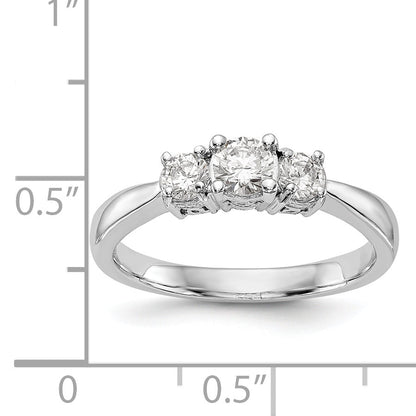 14K White Gold 3 Stone Simulated Diamond Engagement Ring