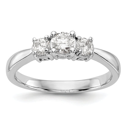 14K White Gold 3 Stone Simulated Diamond Engagement Ring