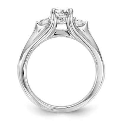 14K White Gold 3 Stone Simulated Diamond Engagement Ring