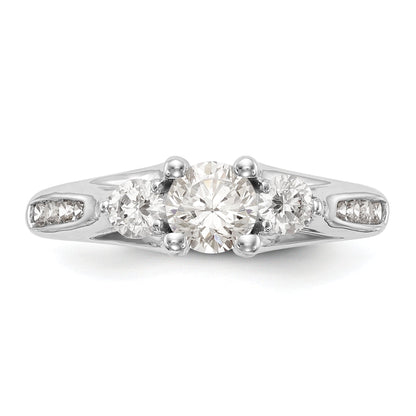 14K White Gold 3 Stone Simulated Diamond Engagement Ring