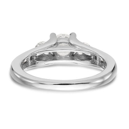 14K White Gold 3 Stone Simulated Diamond Engagement Ring