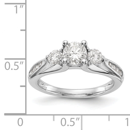 14K White Gold 3 Stone Simulated Diamond Engagement Ring