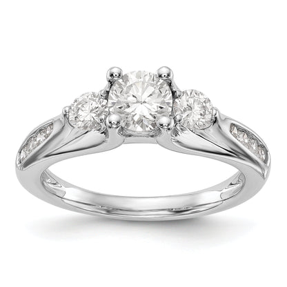 14K White Gold 3 Stone Simulated Diamond Engagement Ring