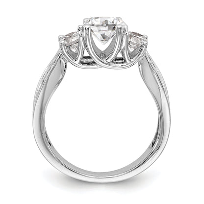 14K White Gold 3 Stone Simulated Diamond Engagement Ring