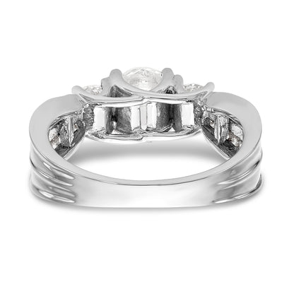 14K White Gold 3 Stone Simulated Diamond Engagement Ring