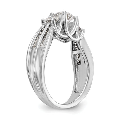 14K White Gold 3 Stone Simulated Diamond Engagement Ring