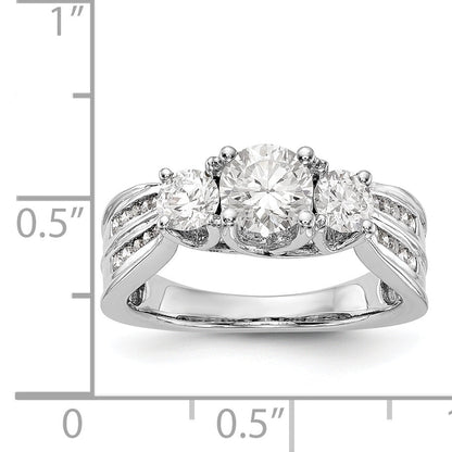 14K White Gold 3 Stone Simulated Diamond Engagement Ring