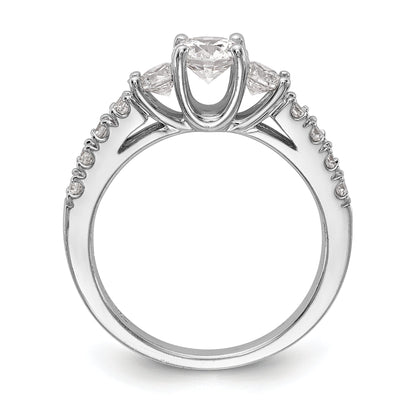 14K White Gold 3 Stone Simulated Diamond Engagement Ring