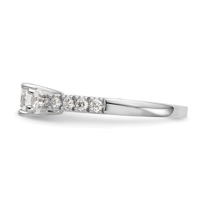 14K White Gold 3 Stone Simulated Diamond Engagement Ring