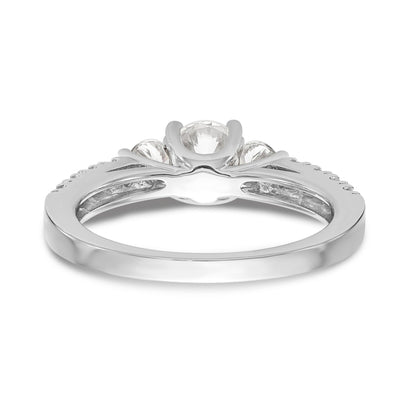 14K White Gold 3 Stone Simulated Diamond Engagement Ring