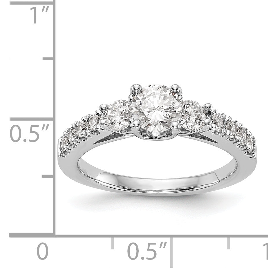 14K White Gold 3 Stone Simulated Diamond Engagement Ring