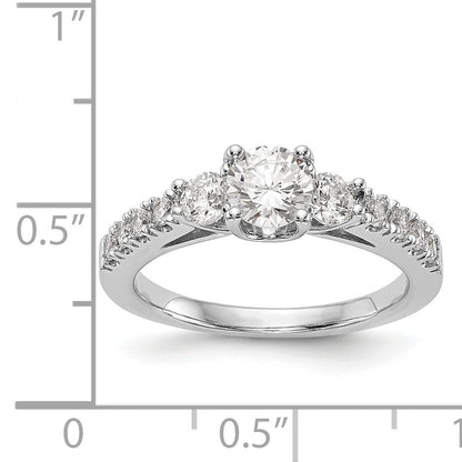 14K White Gold 3 Stone Simulated Diamond Engagement Ring