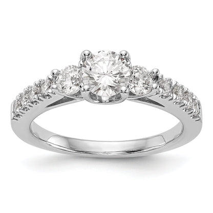 14K White Gold 3 Stone Simulated Diamond Engagement Ring