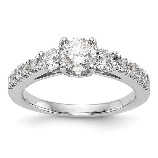 14K White Gold 3 Stone Simulated Diamond Engagement Ring