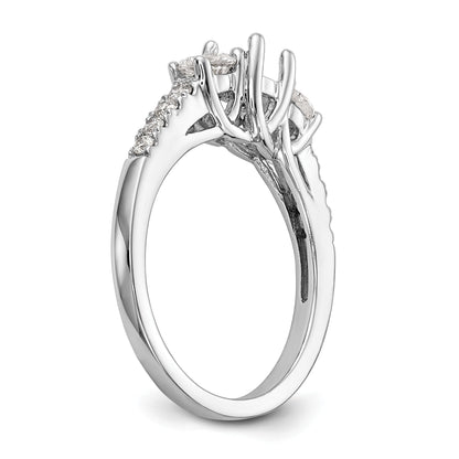14K White Gold 3 Stone Simulated Diamond Engagement Ring
