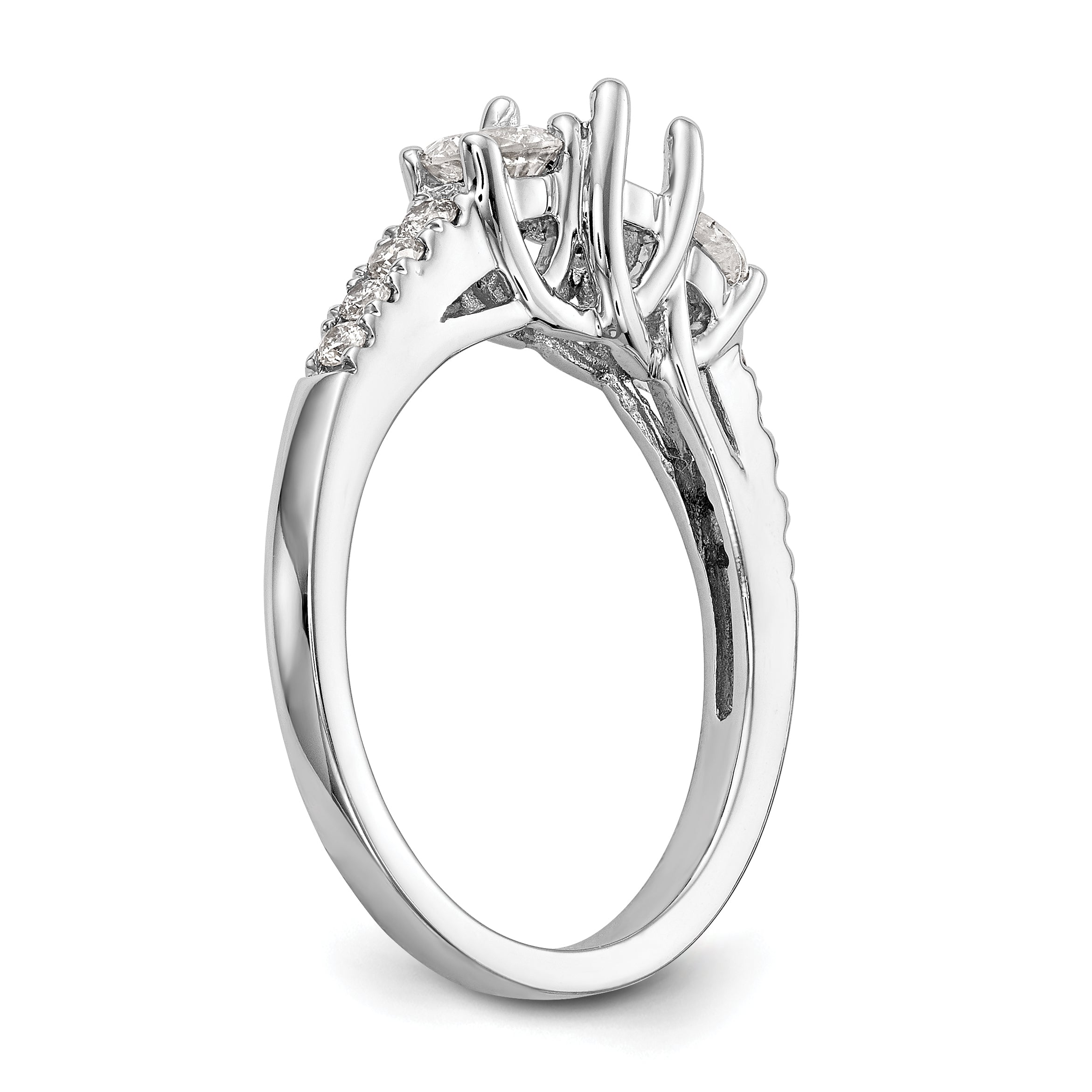 14K White Gold 3 Stone Simulated Diamond Engagement Ring