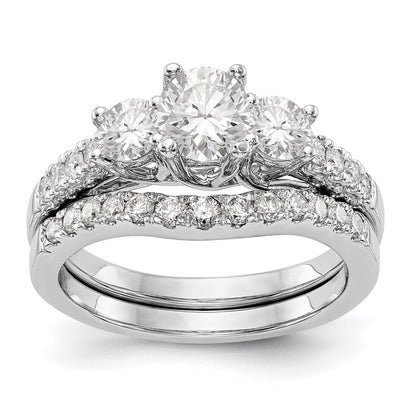 14K White Gold 3 Stone Simulated Diamond Engagement Ring