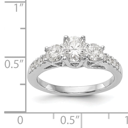 14K White Gold 3 Stone Simulated Diamond Engagement Ring