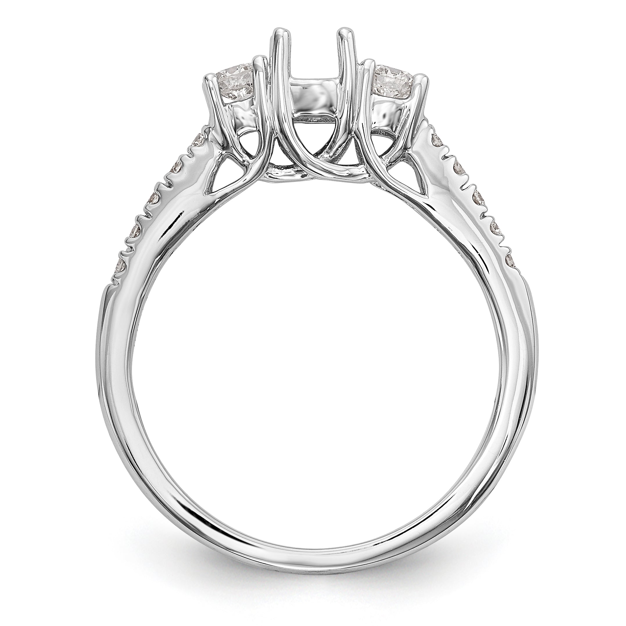 14K White Gold 3 Stone Simulated Diamond Engagement Ring