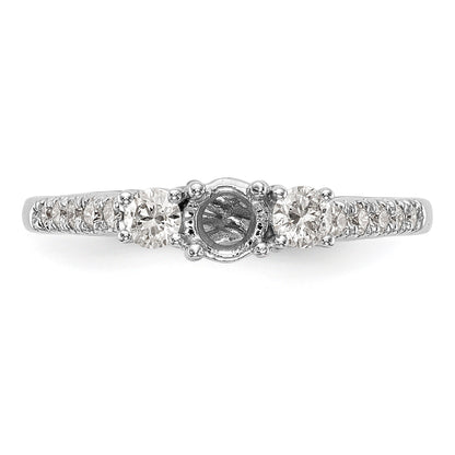 14K White Gold 3 Stone Simulated Diamond Engagement Ring