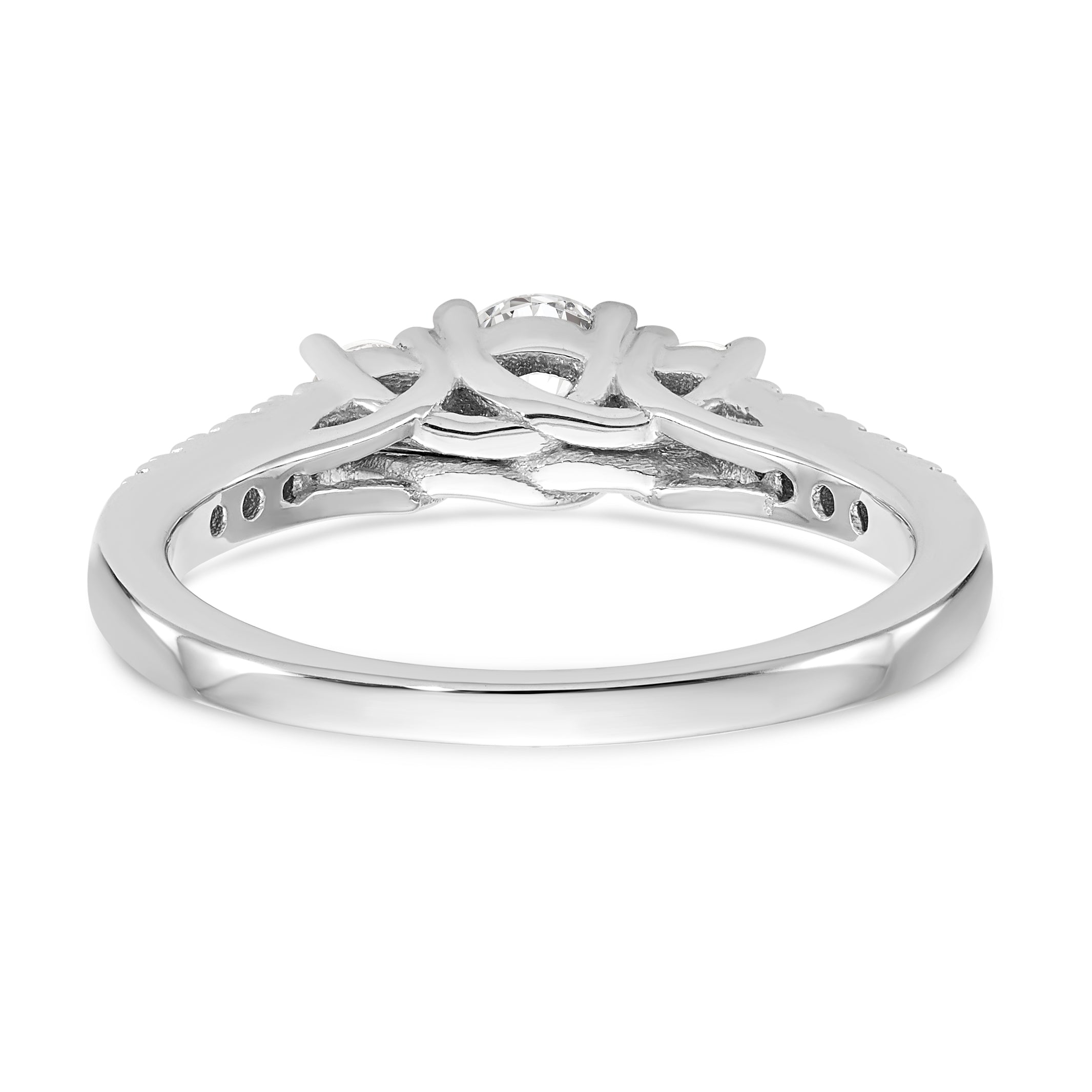 14K White Gold 3 Stone Simulated Diamond Engagement Ring