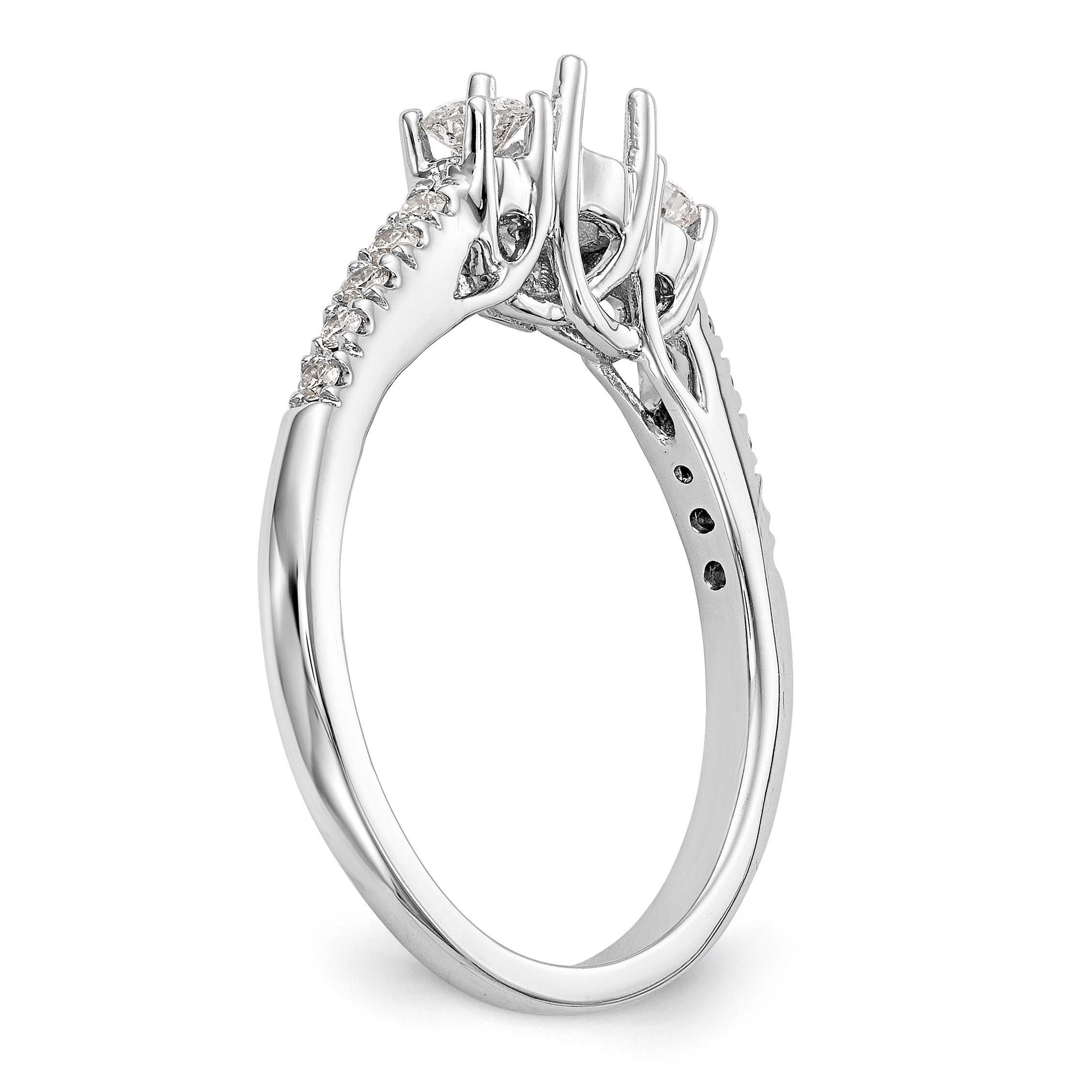14K White Gold 3 Stone Simulated Diamond Engagement Ring