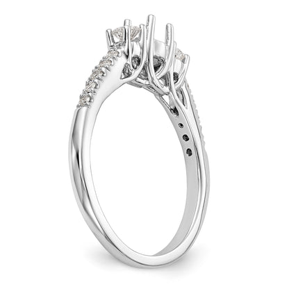 14K White Gold 3 Stone Simulated Diamond Engagement Ring